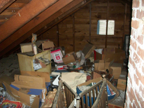 attic before disaster cleanup in new london